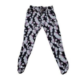 INC International Concepts Soft Pants, Black/White/Pink Floral, Women's Medium